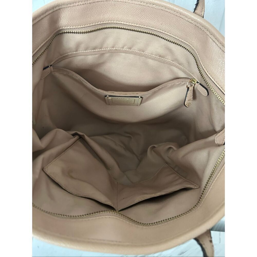 Coach tan toteNude Toned CITY Zip Crossgrain Leather Tote Purse Bag work purse - Picture 2 of 8